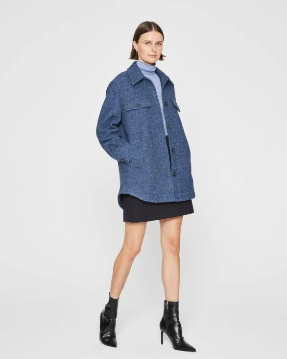 Club Monaco Tops Cozy Shirt Jacket Heather Blue 8211 Women