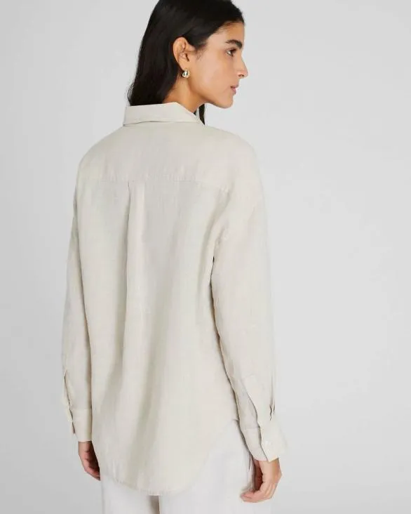 Club Monaco Tops Linen Button Front Shirt Flaxseed 8211 Women