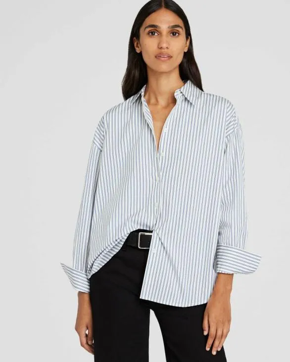 Club Monaco Tops Striped Classic ButtonDown Shirt White Base Stripe 8211 Women