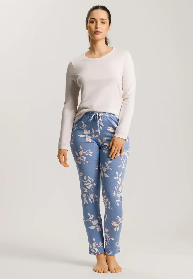 Cotton Blend Drawstring Pants Pearly Flowers Women HANRO Pajama Bottoms