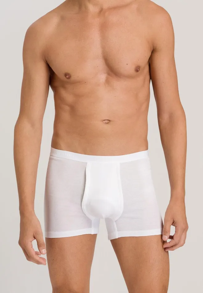Cotton Boxer Brief With Fly White Men HANRO Boxer Briefs