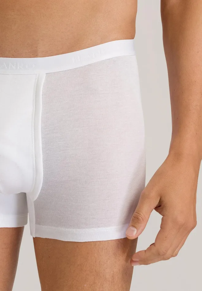 Cotton Boxer Brief With Fly White Men HANRO Boxer Briefs