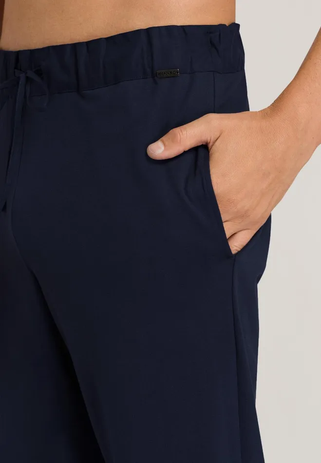 Cotton Knit Drawstring Pants Black Iris Men HANRO Pajama Bottoms