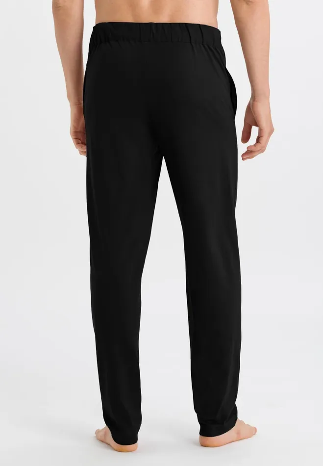 Cotton Knit Drawstring Pants Black Men HANRO Pajama Bottoms