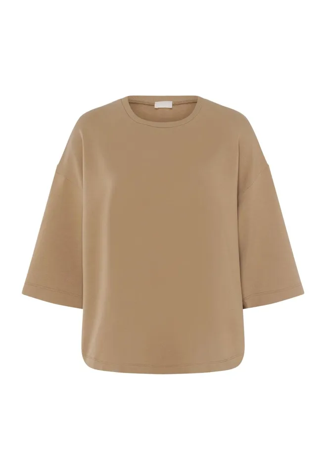 Cotton Round Neck Top Deep Taupe Women HANRO Lounge Tops
