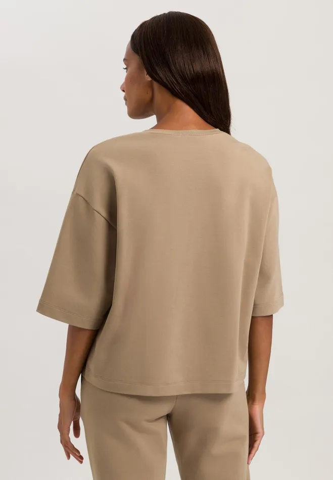 Cotton Round Neck Top Deep Taupe Women HANRO Lounge Tops