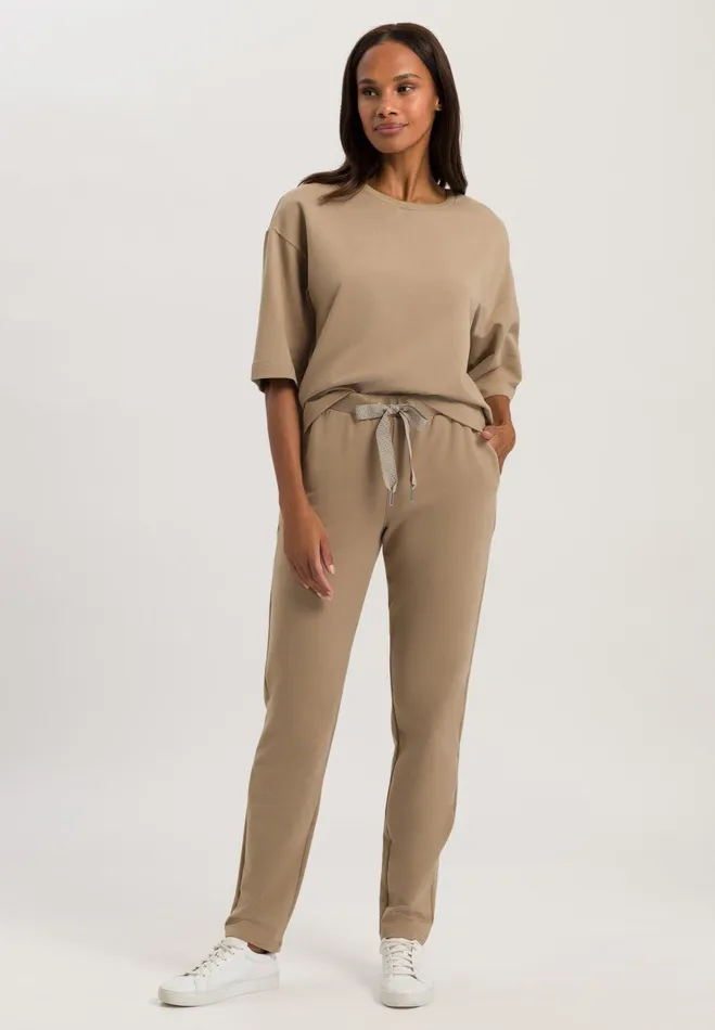 Cotton Round Neck Top Deep Taupe Women HANRO Lounge Tops