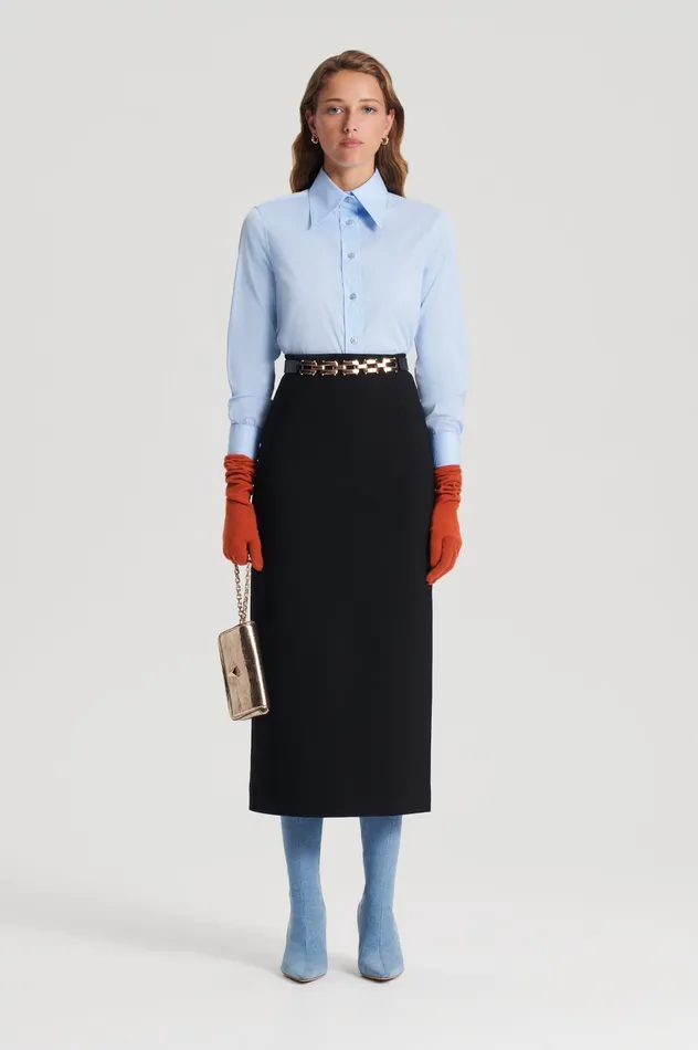 COTTON SLIM FIT SHIRT PALE BLUE Tops Scanlan Theodore Women