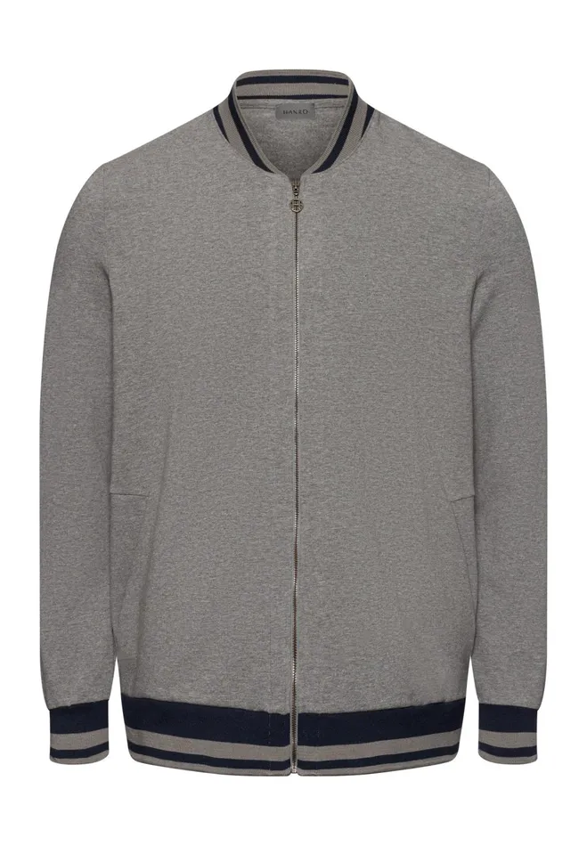 Cotton ZipUp Jacket Slate Melange Men HANRO Loungewear