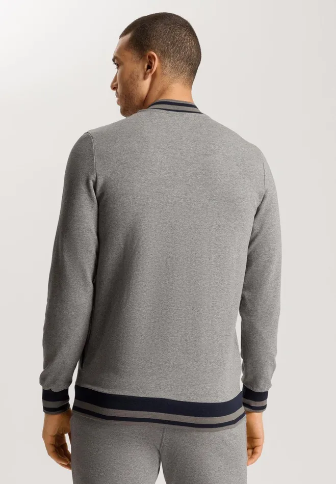 Cotton ZipUp Jacket Slate Melange Men HANRO Loungewear