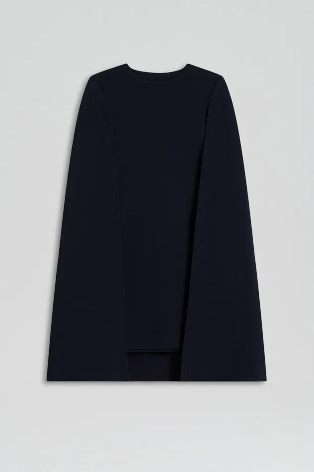 CREPE KNIT CAPE DRESS NAVY Capes Scanlan Theodore Women CREPE KNIT CAPE DRESS NAVY Capes Scanlan Theodore Women