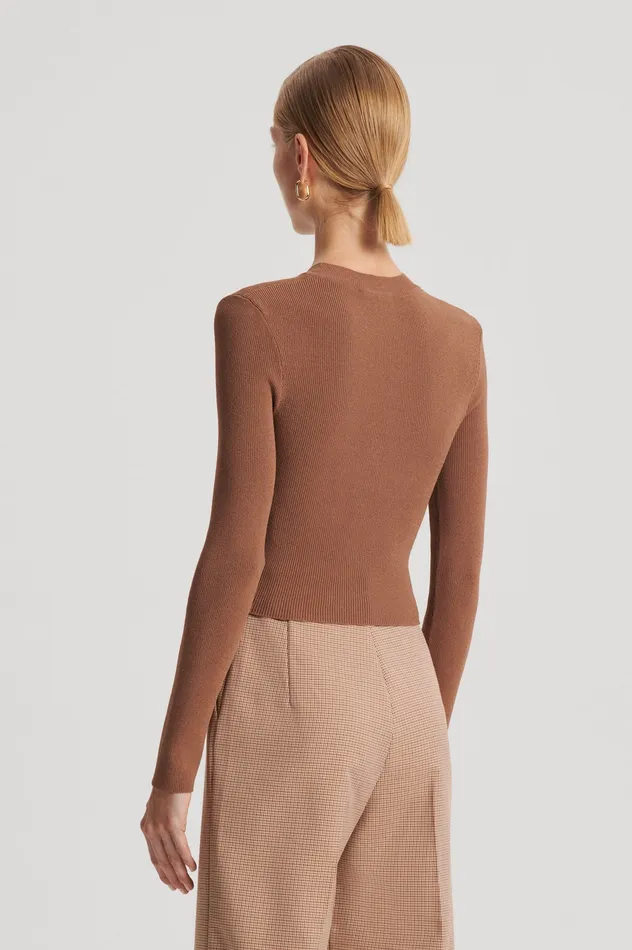 CREPE KNIT CREW NECK SWEATER SPICE Knitwear Scanlan Theodore Women CREPE KNIT CREW NECK SWEATER SPICE Knitwear Scanlan Theodore Women