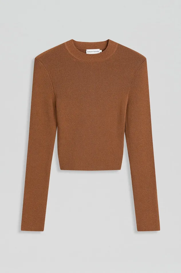 CREPE KNIT CREW NECK SWEATER SPICE Knitwear Scanlan Theodore Women CREPE KNIT CREW NECK SWEATER SPICE Knitwear Scanlan Theodore Women