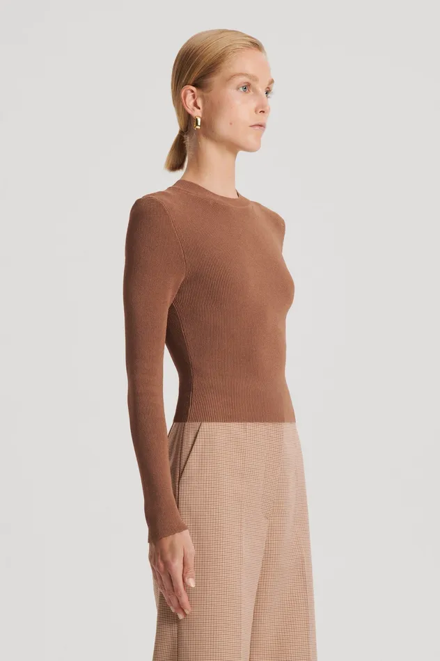 CREPE KNIT CREW NECK SWEATER SPICE Knitwear Scanlan Theodore Women CREPE KNIT CREW NECK SWEATER SPICE Knitwear Scanlan Theodore Women