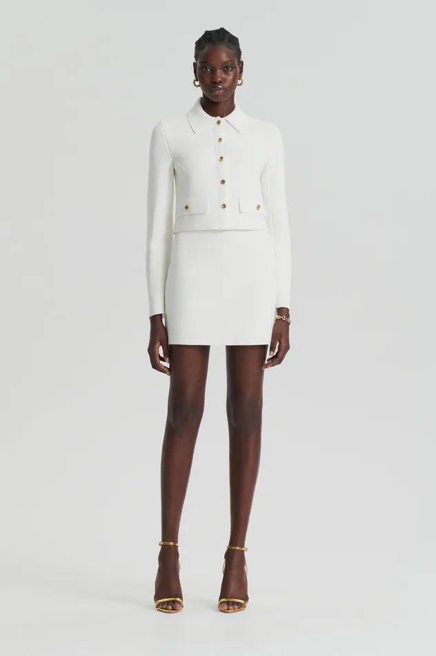 CREPE KNIT MINI SKIRT CREME Women Skirts Scanlan Theodore