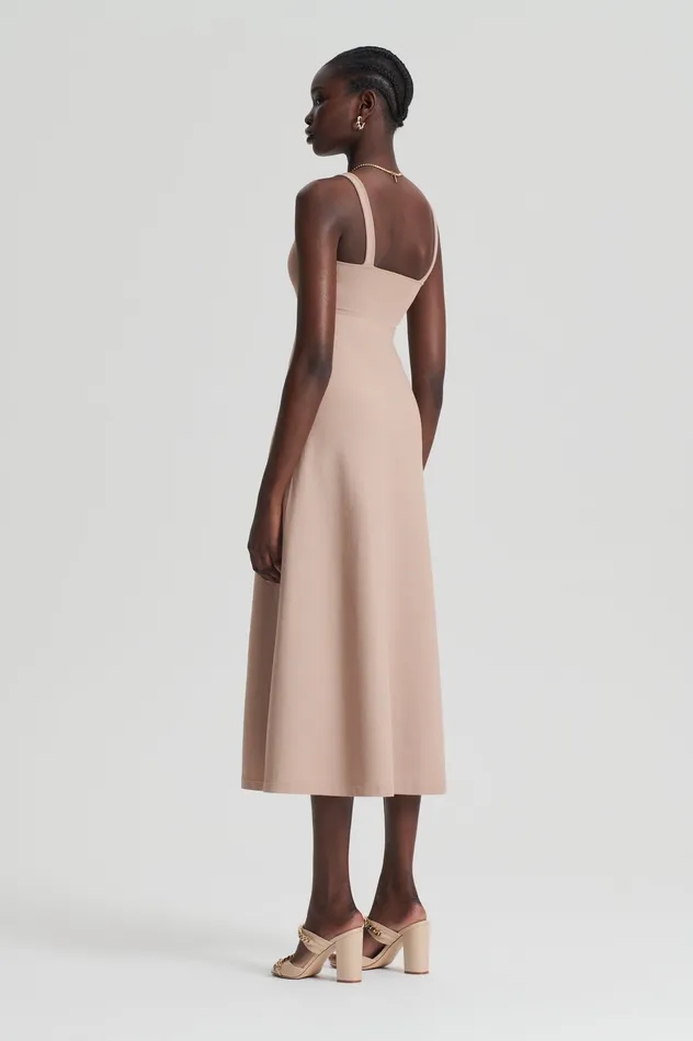 CREPE KNIT SQUARE NECK DRESS OAT Women Dresses Scanlan Theodore