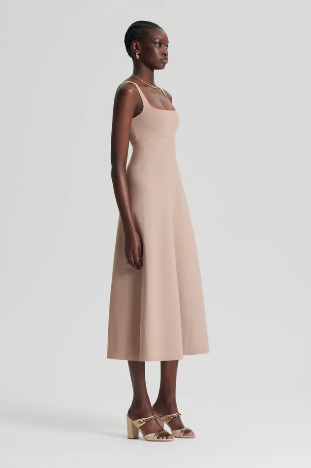 CREPE KNIT SQUARE NECK DRESS OAT Women Dresses Scanlan Theodore