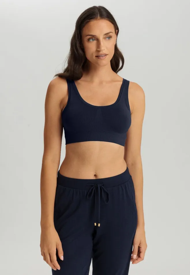 Crop Top Padded Deep Navy Women HANRO Wireless Bras