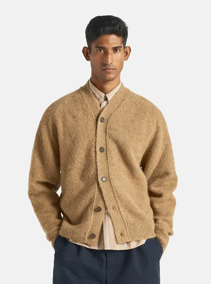 David Cardigan In Sand Alpaca Knit Men Universal Works Cardigans