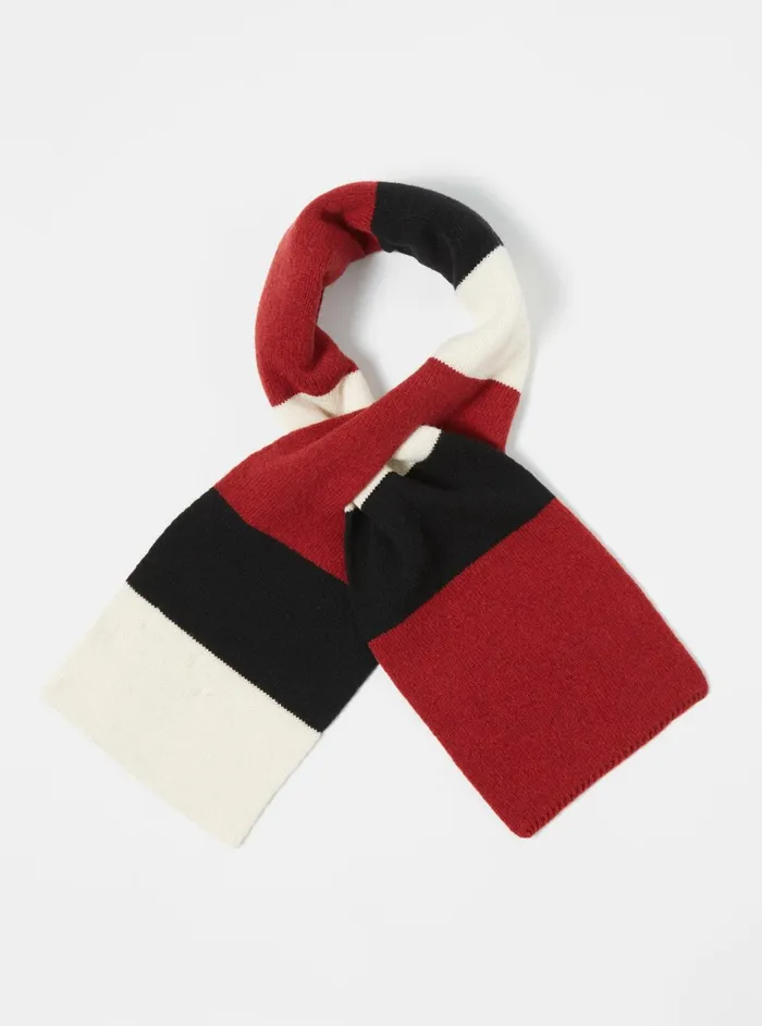 Deluxe Football Scarf In BlackRedEcru Soft Wool Men Universal Works Scarves
