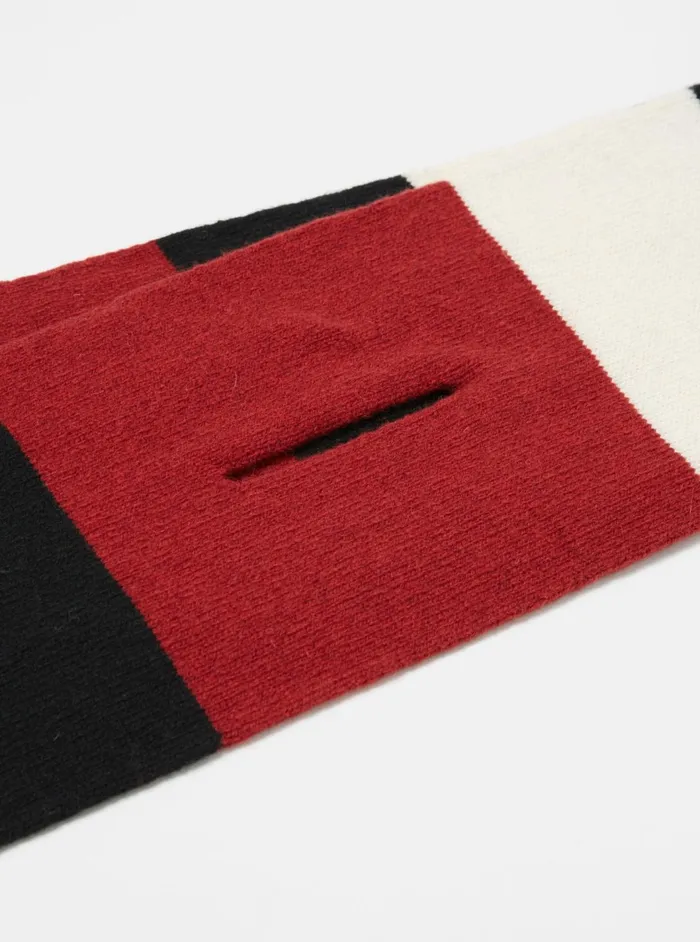 Deluxe Football Scarf In BlackRedEcru Soft Wool Men Universal Works Scarves