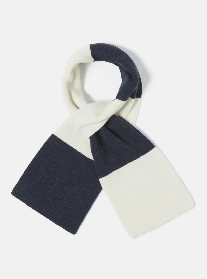 Deluxe Football Scarf In NavyEcru Soft Wool Men Universal Works Scarves