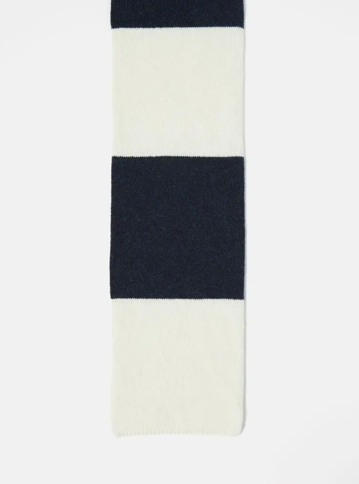 Deluxe Football Scarf In NavyEcru Soft Wool Men Universal Works Scarves