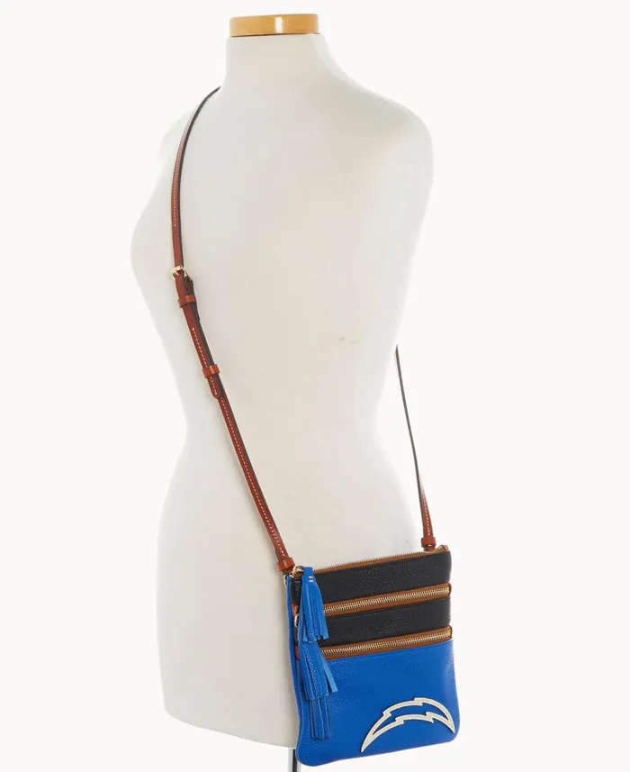 Dooney and Bourke Crossbodies NFL Chargers Triple Zip Crossbody Chargers 8211 WomenMen Dooney and Bourke Crossbodies NFL Chargers Triple Zip Crossbody Chargers 8211 WomenMen