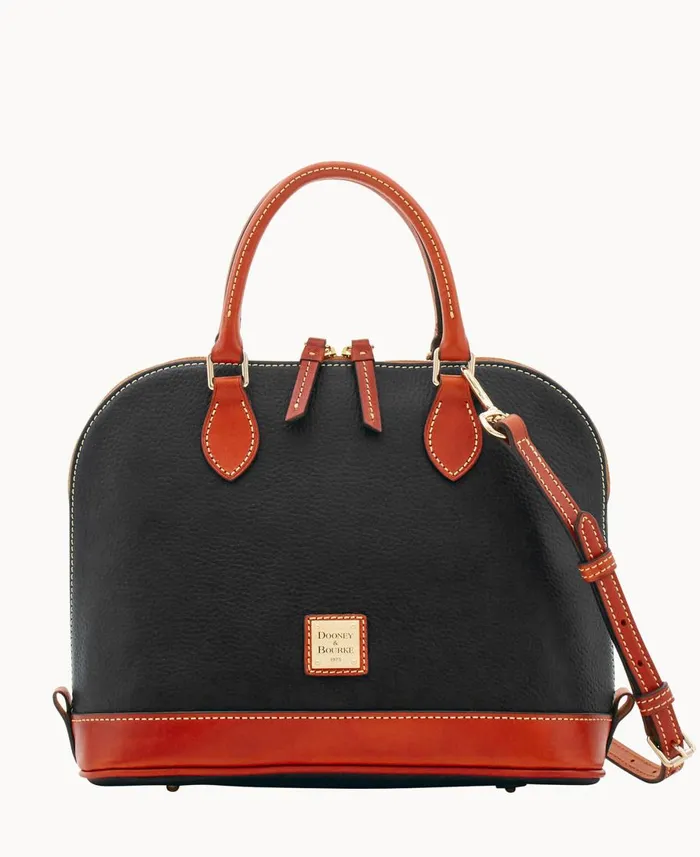 Dooney and Bourke Satchels Pebble Grain Zip Zip Satchel Black 8211 WomenMen