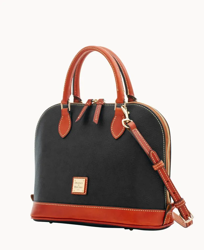 Dooney and Bourke Satchels Pebble Grain Zip Zip Satchel Black 8211 WomenMen