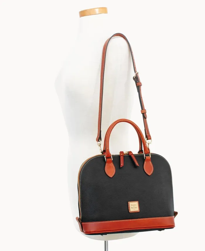 Dooney and Bourke Satchels Pebble Grain Zip Zip Satchel Black 8211 WomenMen