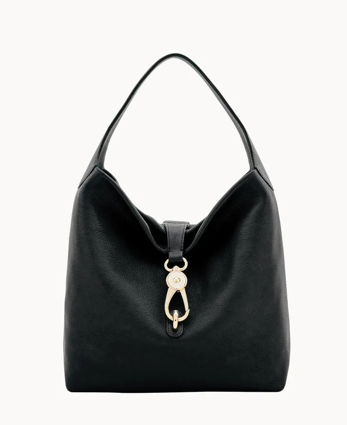 Dooney and Bourke Shoulder Bags Belvedere Logo Lock Shoulder Bag Black 8211 WomenMen