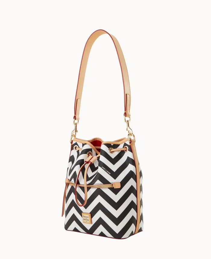 Dooney and Bourke Shoulder Bags Chevron Drawstring Black 8211 WomenMen