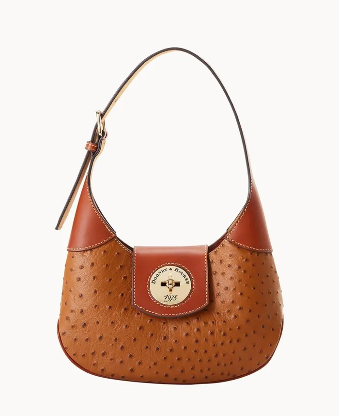 Dooney and Bourke Shoulder Bags Ostrich Turnlock Hobo 26 Caramel 8211 WomenMen Dooney and Bourke Shoulder Bags Ostrich Turnlock Hobo 26 Caramel 8211 WomenMen