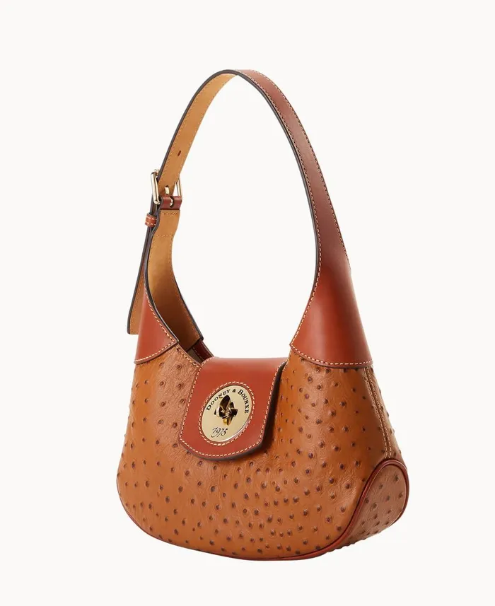 Dooney and Bourke Shoulder Bags Ostrich Turnlock Hobo 26 Caramel 8211 WomenMen Dooney and Bourke Shoulder Bags Ostrich Turnlock Hobo 26 Caramel 8211 WomenMen