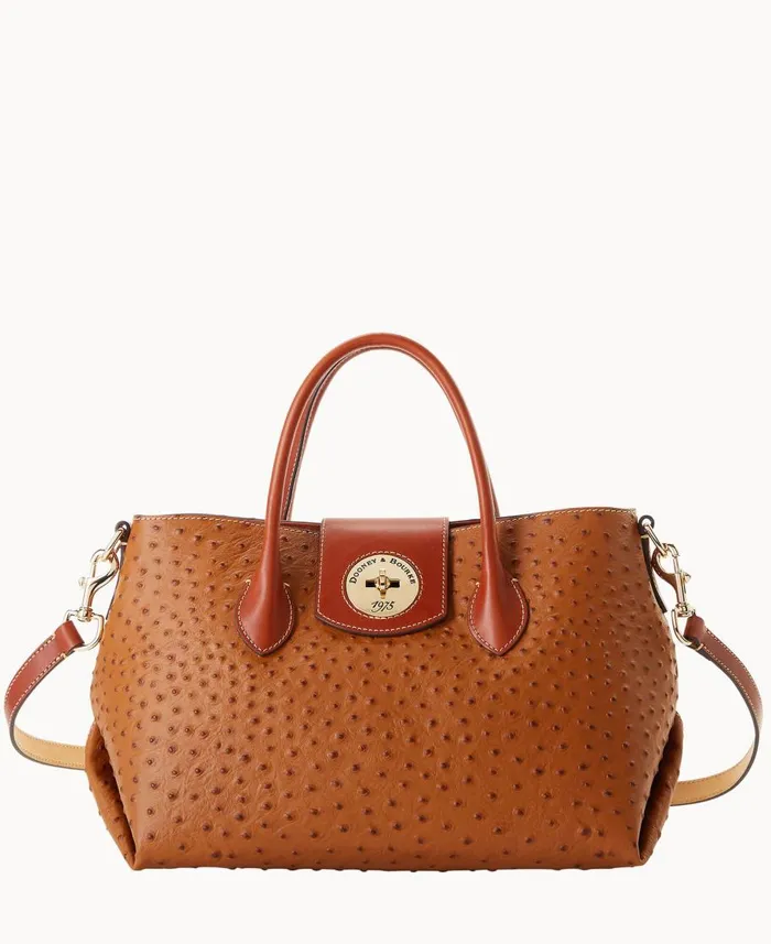 Dooney and Bourke Totes Ostrich Turnlock Handle Tote 30 Caramel 8211 WomenMen Dooney and Bourke Totes Ostrich Turnlock Handle Tote 30 Caramel 8211 WomenMen