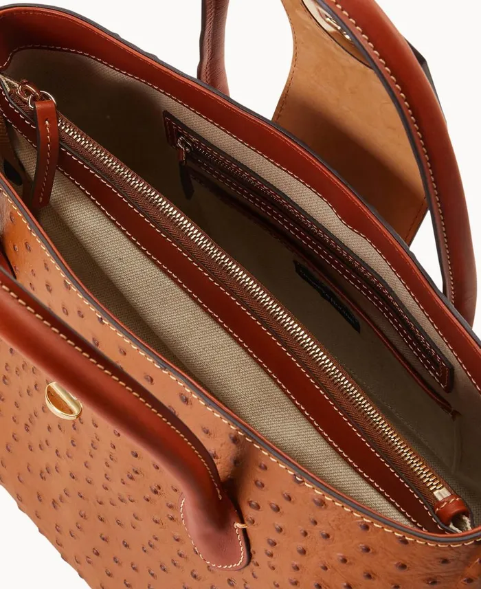 Dooney and Bourke Totes Ostrich Turnlock Handle Tote 30 Caramel 8211 WomenMen Dooney and Bourke Totes Ostrich Turnlock Handle Tote 30 Caramel 8211 WomenMen
