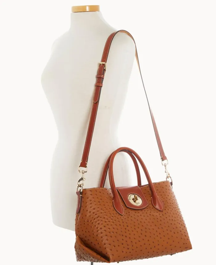 Dooney and Bourke Totes Ostrich Turnlock Handle Tote 30 Caramel 8211 WomenMen Dooney and Bourke Totes Ostrich Turnlock Handle Tote 30 Caramel 8211 WomenMen