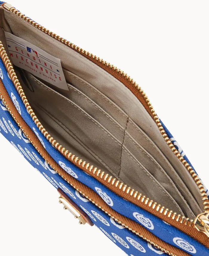Dooney and Bourke Wallets MLB Cubs Double Zip Wristlet Chicago Cubs 8211 WomenMen