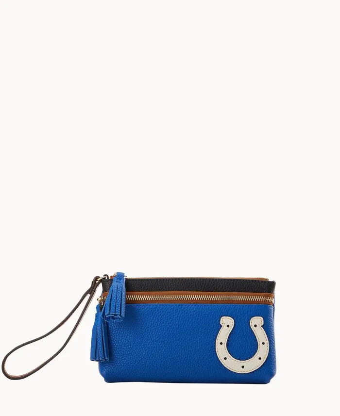 Dooney and Bourke Wallets NFL Colts Double Zip Wristlet Colts 8211 WomenMen