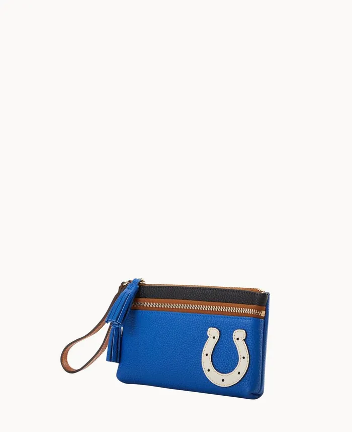 Dooney and Bourke Wallets NFL Colts Double Zip Wristlet Colts 8211 WomenMen