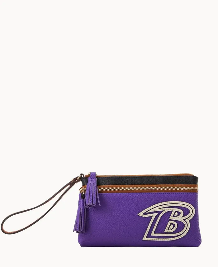 Dooney and Bourke Wallets NFL Ravens Double Zip Wristlet Ravens 8211 WomenMen