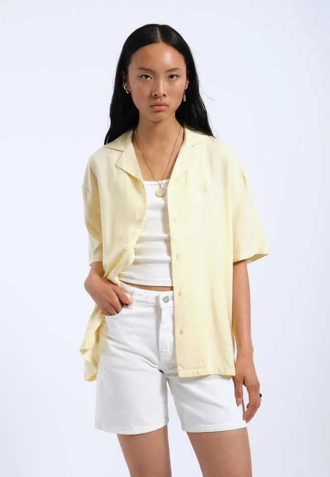 Dr Denim Shirts Women Madi Shirt 8211 Light Yellow Embroidery Light Yellow Embroidery
