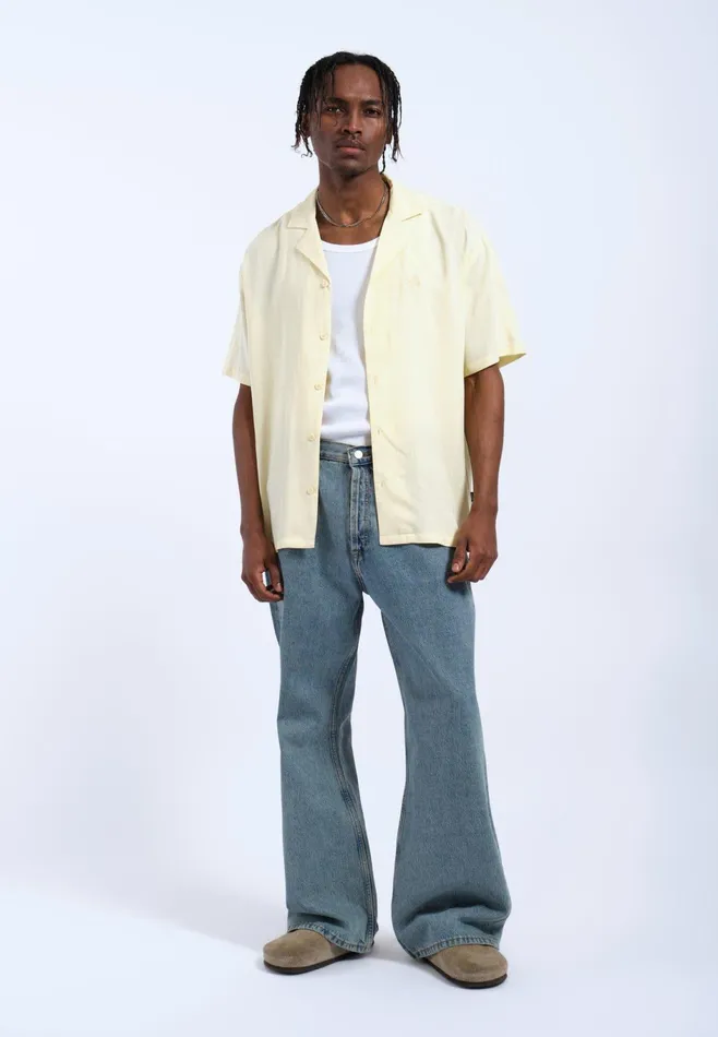 Dr Denim Shirts Women Madi Shirt 8211 Light Yellow Embroidery Light Yellow Embroidery
