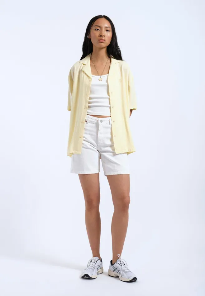 Dr Denim Shirts Women Madi Shirt 8211 Light Yellow Embroidery Light Yellow Embroidery