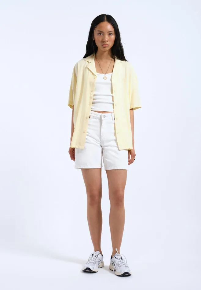 Dr Denim Shirts Women Madi Shirt 8211 Light Yellow Embroidery Light Yellow Embroidery