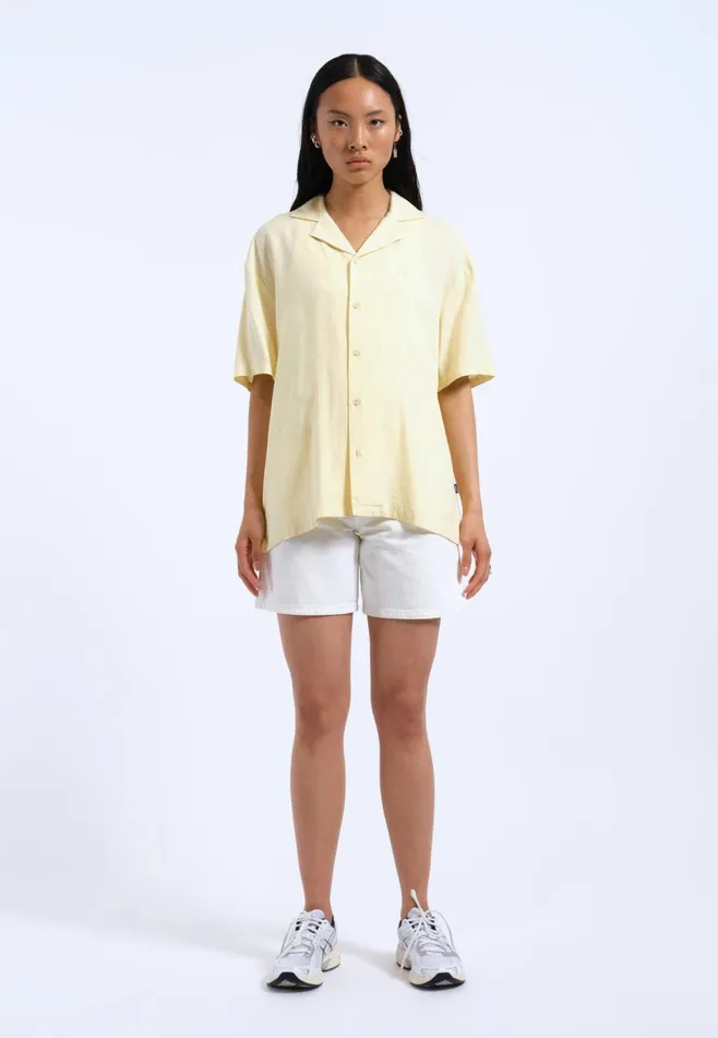 Dr Denim Shirts Women Madi Shirt 8211 Light Yellow Embroidery Light Yellow Embroidery