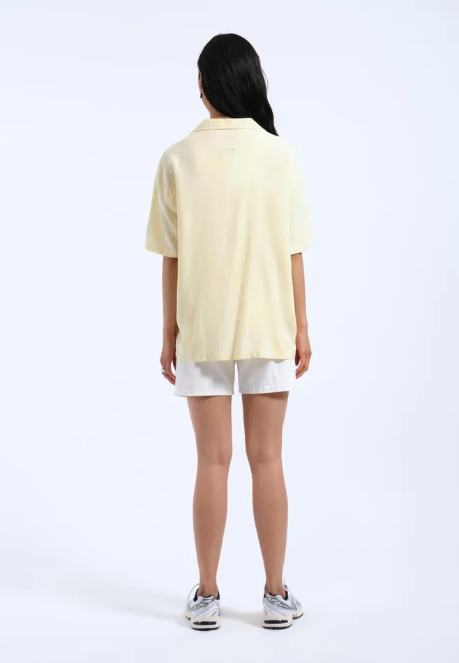 Dr Denim Shirts Women Madi Shirt 8211 Light Yellow Embroidery Light Yellow Embroidery