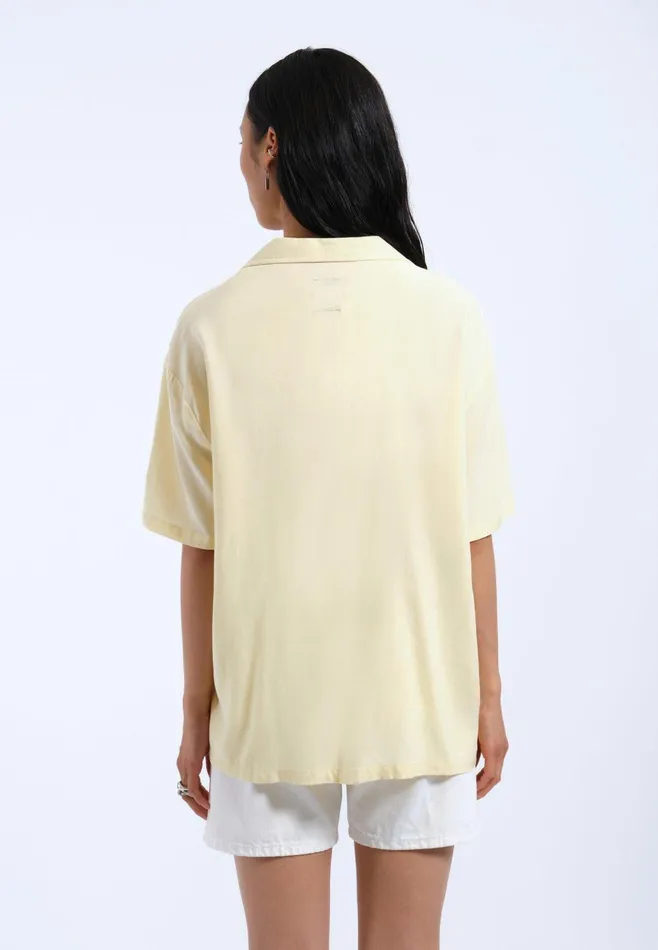 Dr Denim Shirts Women Madi Shirt 8211 Light Yellow Embroidery Light Yellow Embroidery