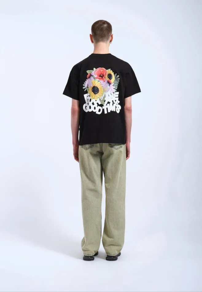 Dr Denim Tees and Longsleeves Men Trooper Tee 8211 Black Flower Times Black Flower Times